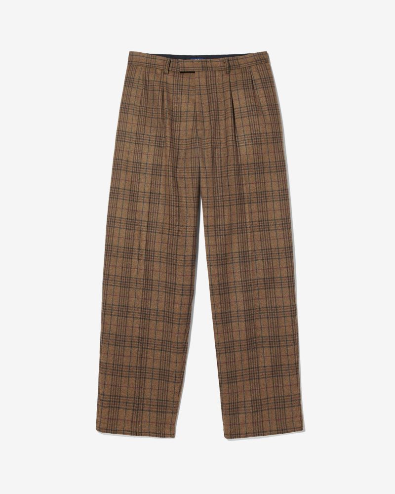 P081FW23 DOUBLE PLEAT PLAID WOOL PANT 0475