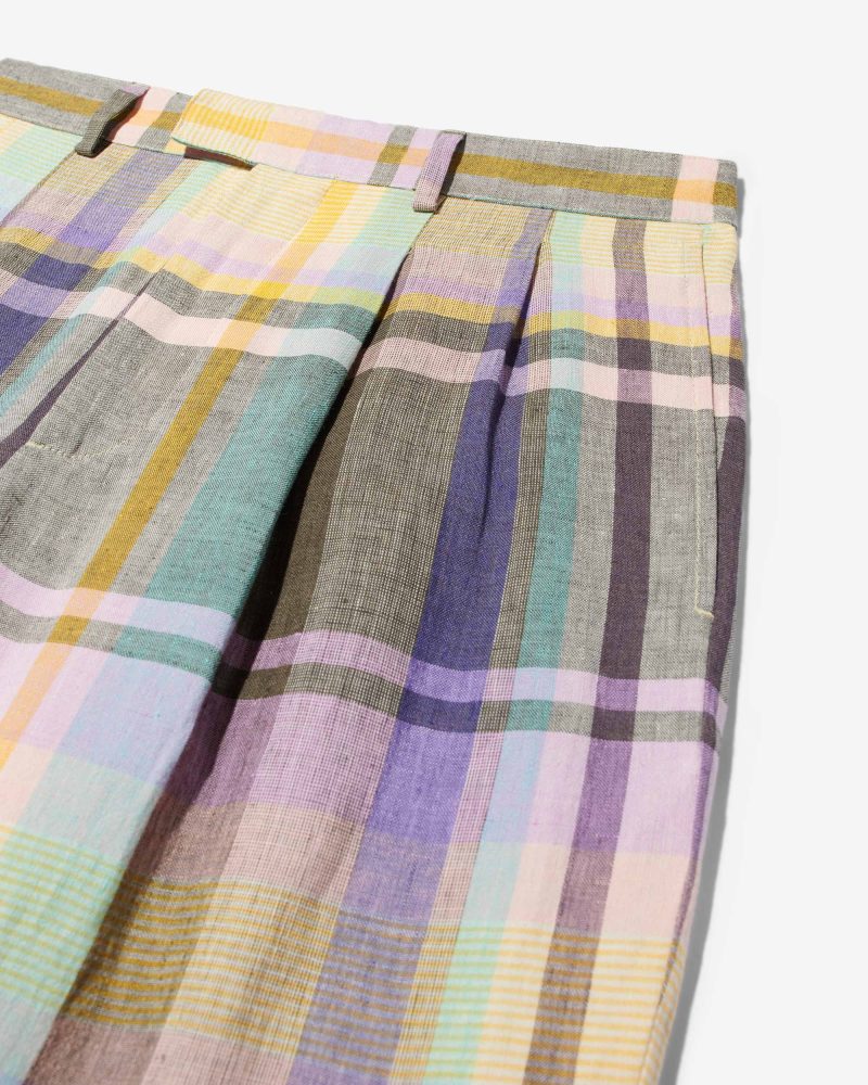 P094SS24 DOUBLE PLEAT MADRAS PANT 0113