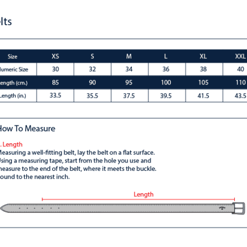 sizechart A319FW24 BELTS