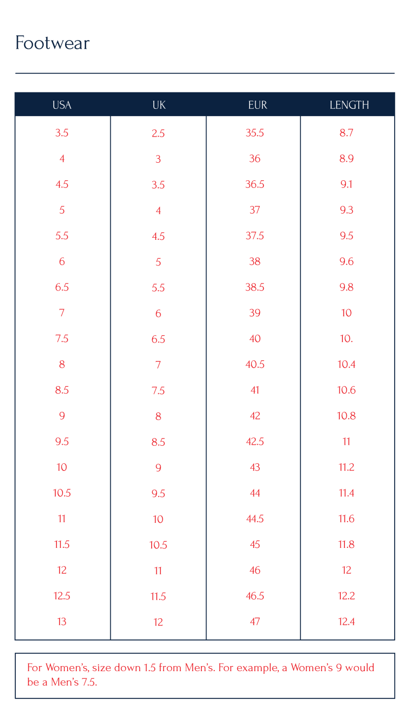 sizechart FW032FW23