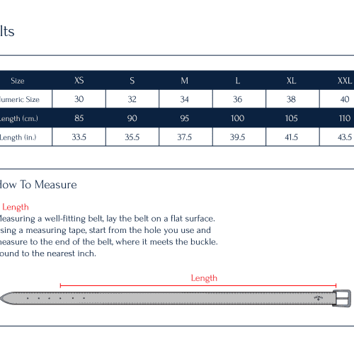 sizechart JA290FW24EYELETBELT BELTS