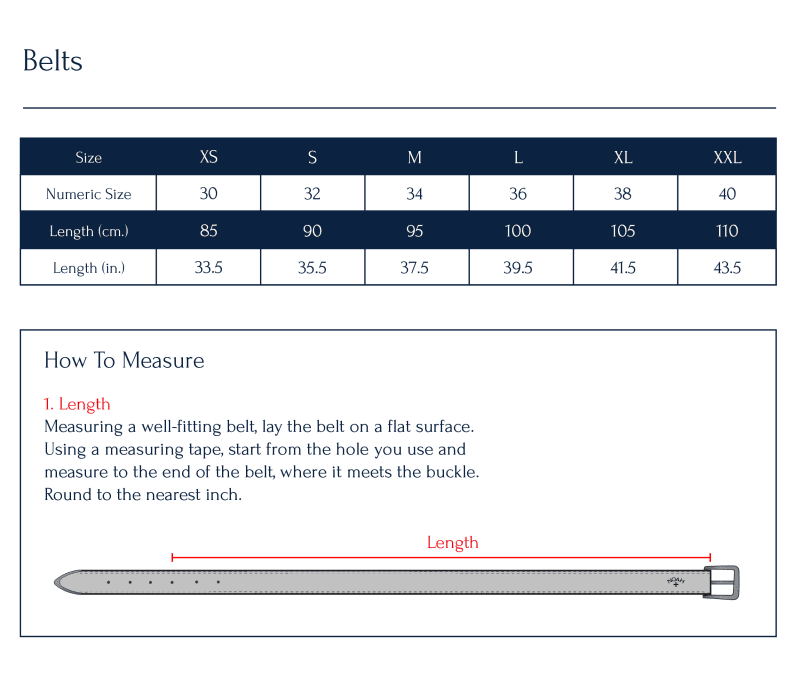 sizechart JA290FW24EYELETBELT BELTS