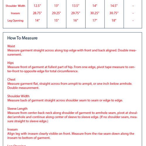 sizechart WS001FW24